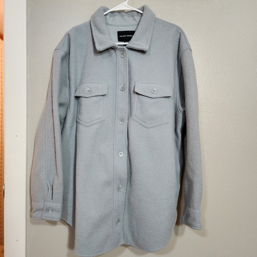 Hilary Radley Women's Button Up Shirt Jacket Blue‎ Gray Shacket Size XX Large